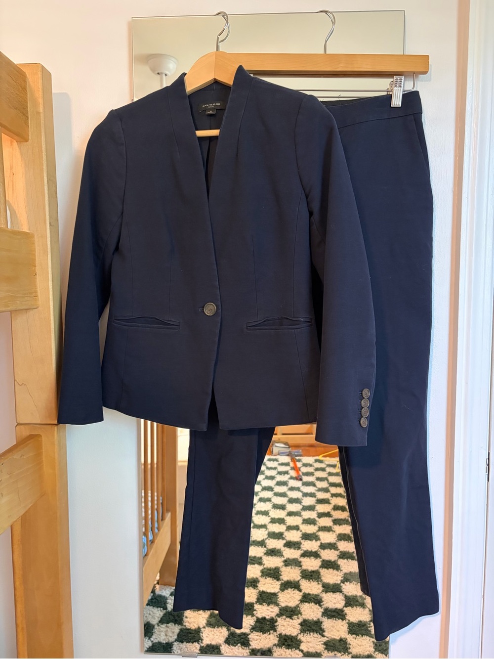 Ann Taylor Navy Blazer and Pant Suit Set - Classic Professional Set